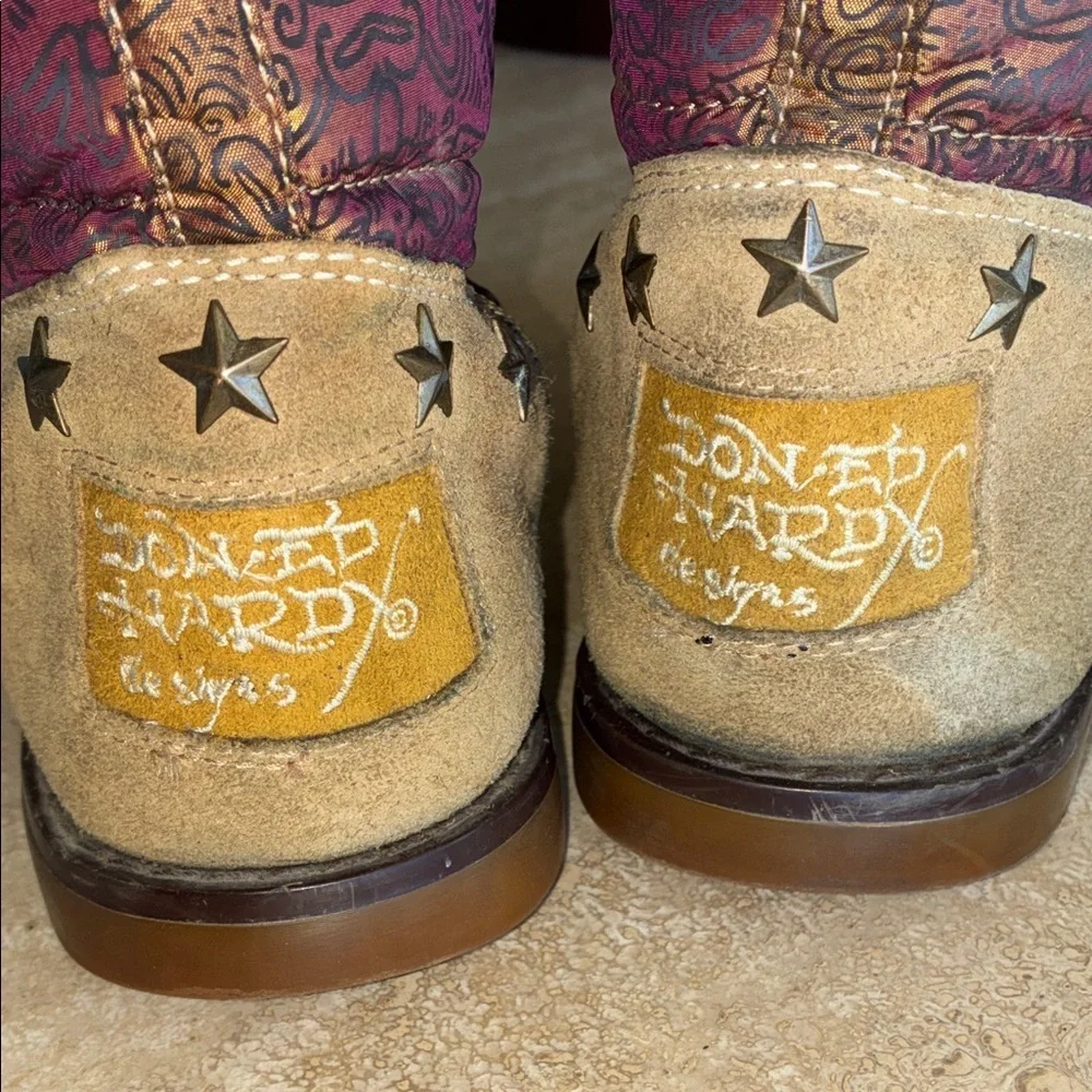 Ed Hardy Fleece Boots, women, 6 EUC Iconic Tattoo 
